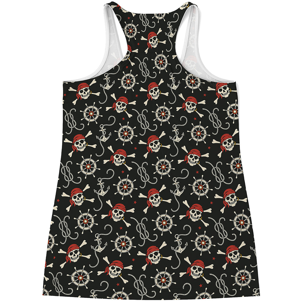 Pirate Theme Pattern Print Women's Racerback Tank Top