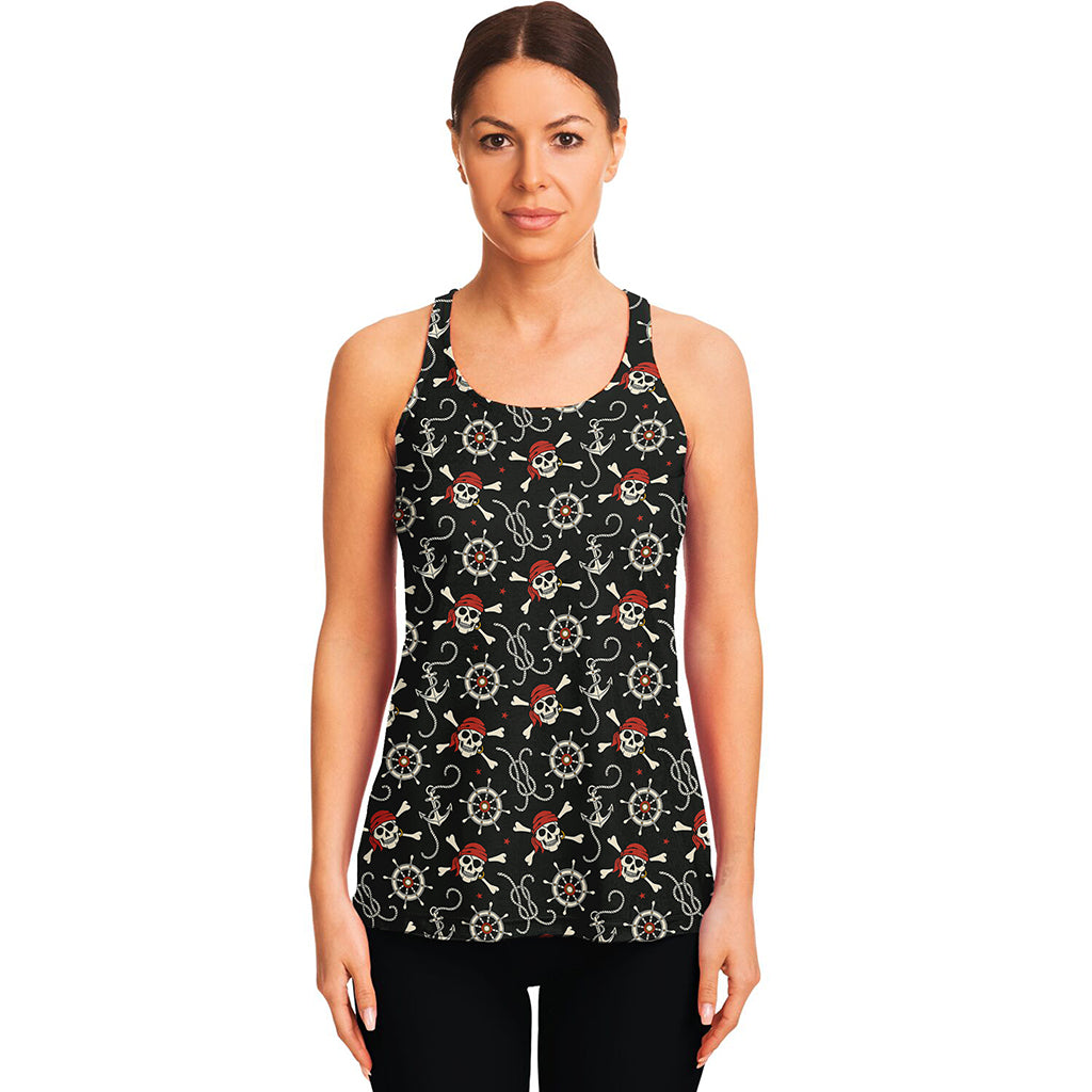 Pirate Theme Pattern Print Women's Racerback Tank Top