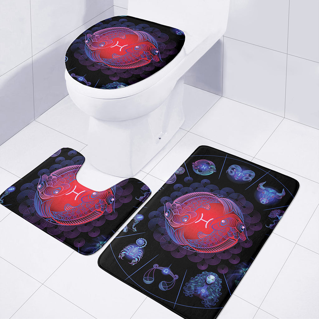 Pisces And Astrological Signs Print 3 Piece Bath Mat Set