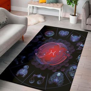 Pisces And Astrological Signs Print Area Rug