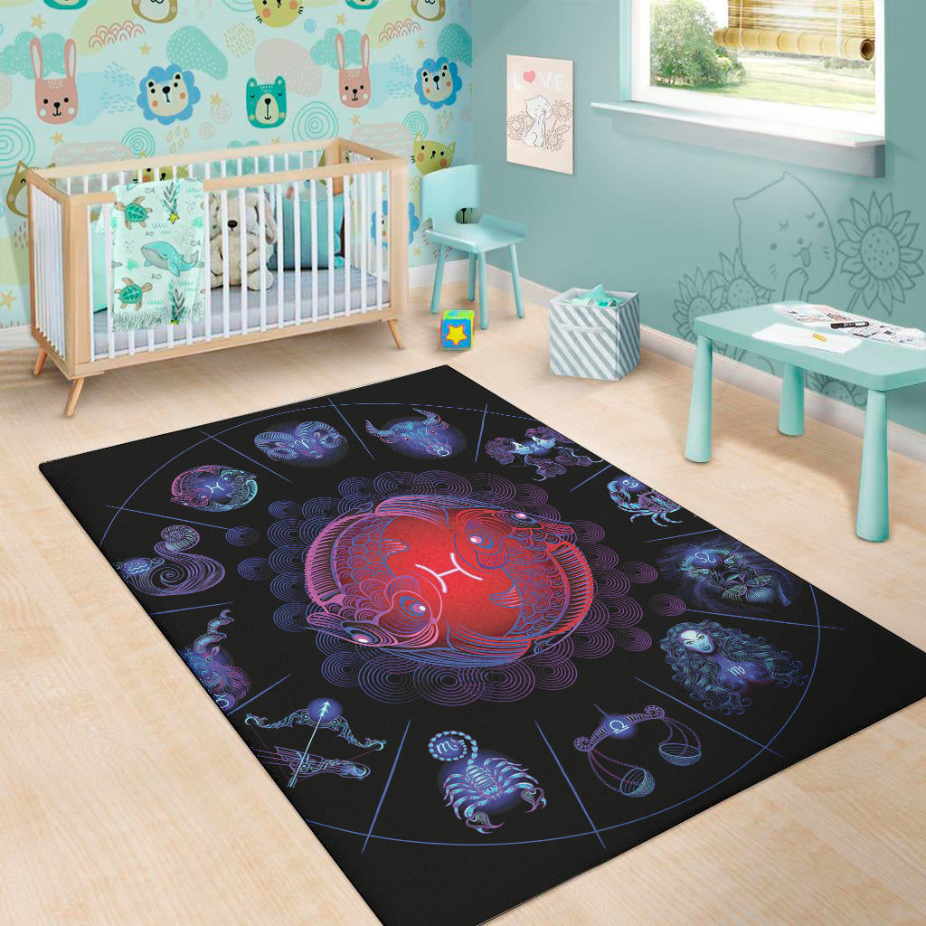 Pisces And Astrological Signs Print Area Rug