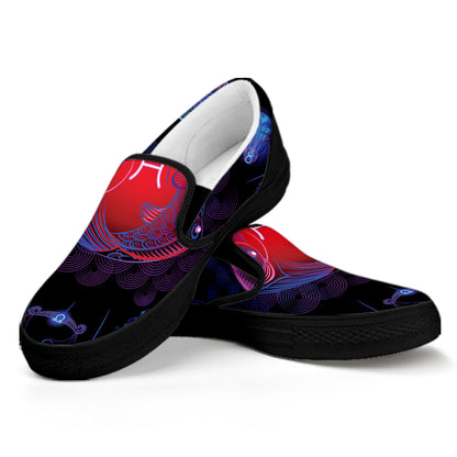 Pisces And Astrological Signs Print Black Slip On Shoes