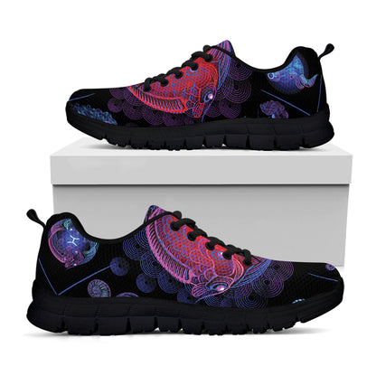 Pisces And Astrological Signs Print Black Sneakers