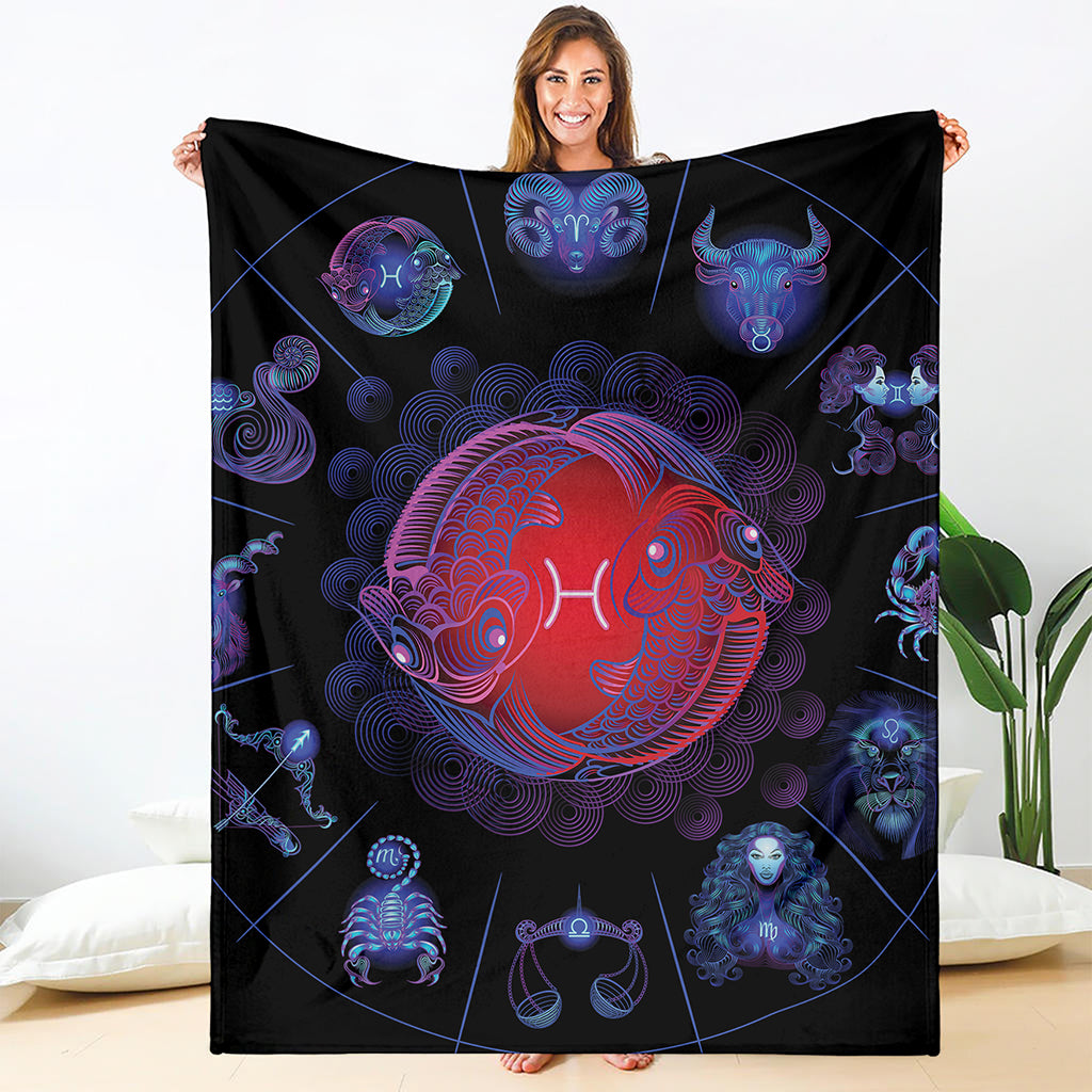 Pisces And Astrological Signs Print Blanket