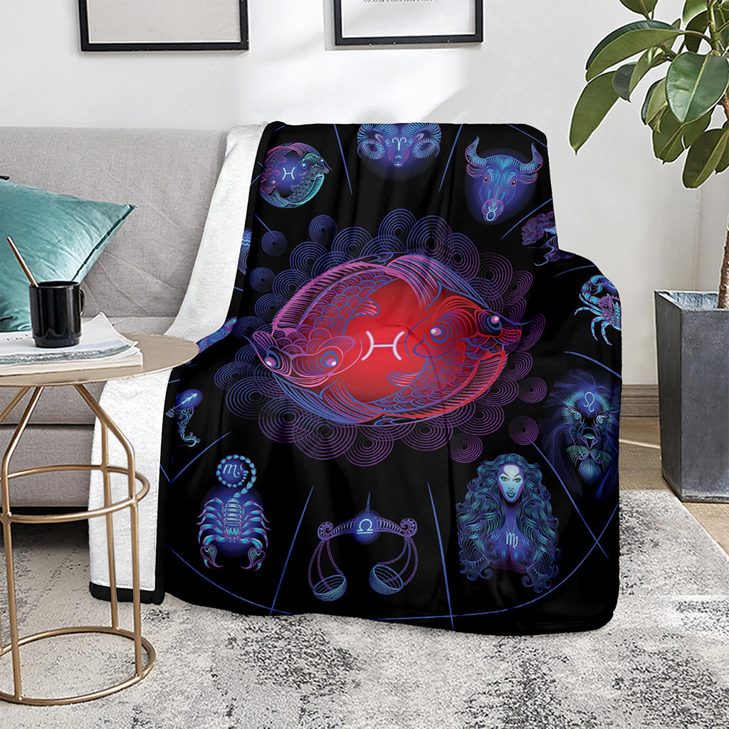 Pisces And Astrological Signs Print Blanket