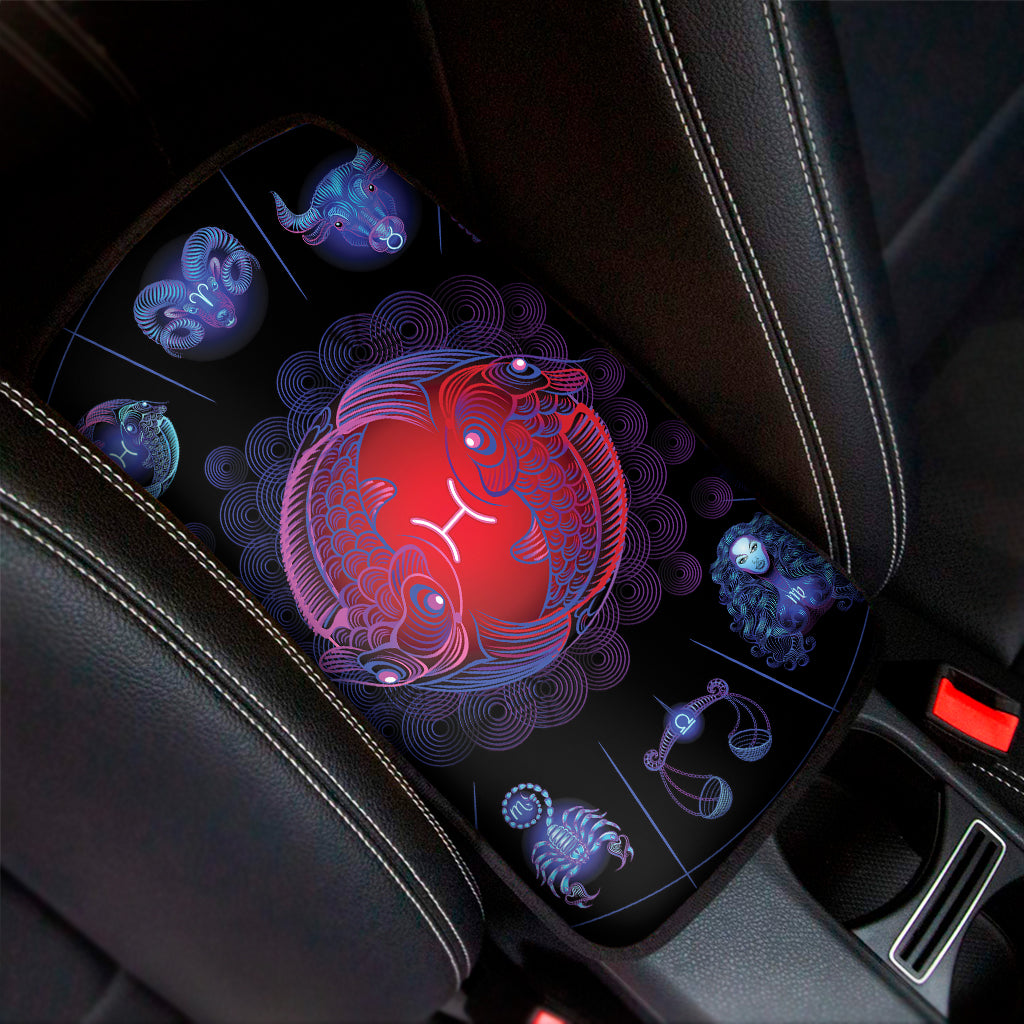 Pisces And Astrological Signs Print Car Center Console Cover