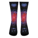 Pisces And Astrological Signs Print Crew Socks