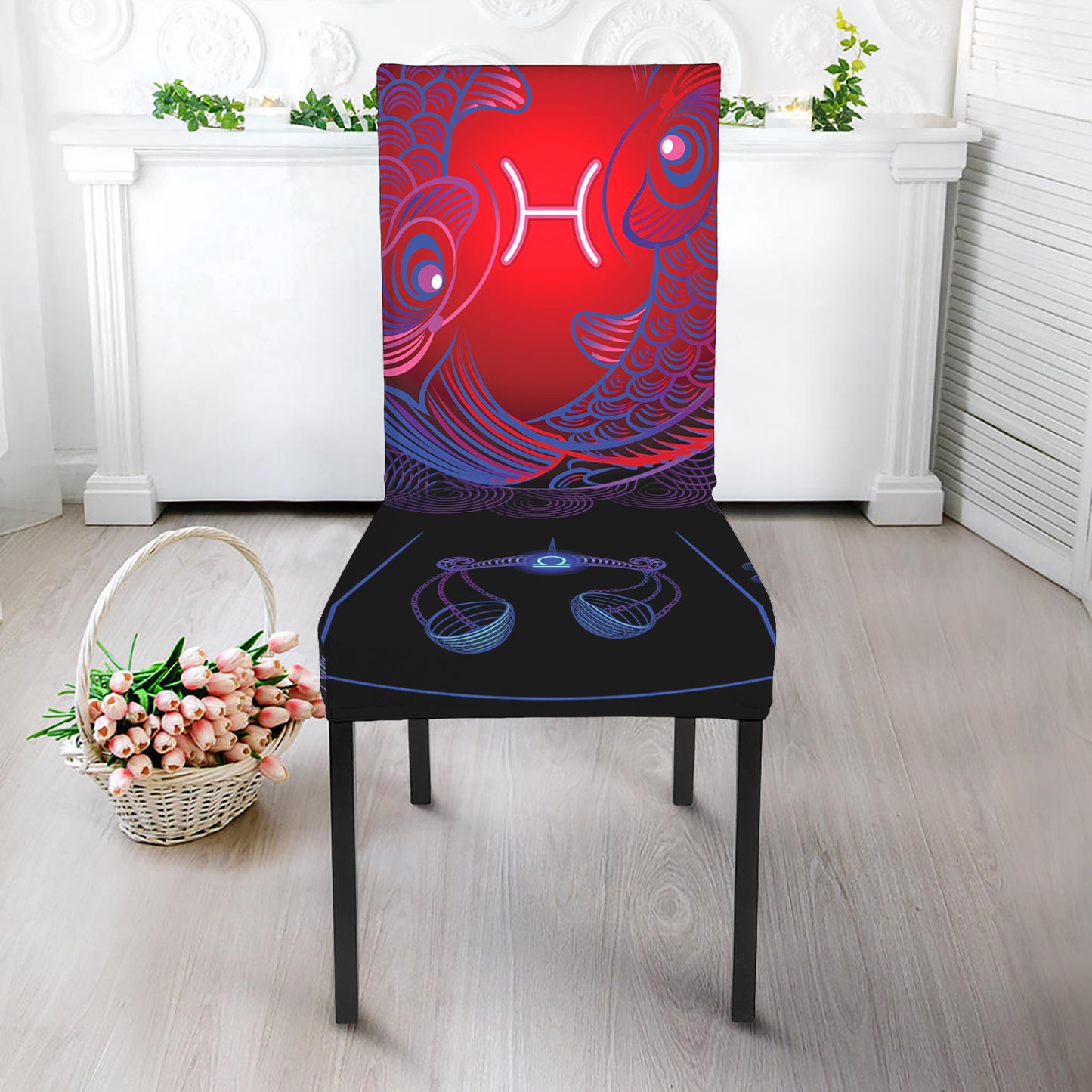 Pisces And Astrological Signs Print Dining Chair Slipcover