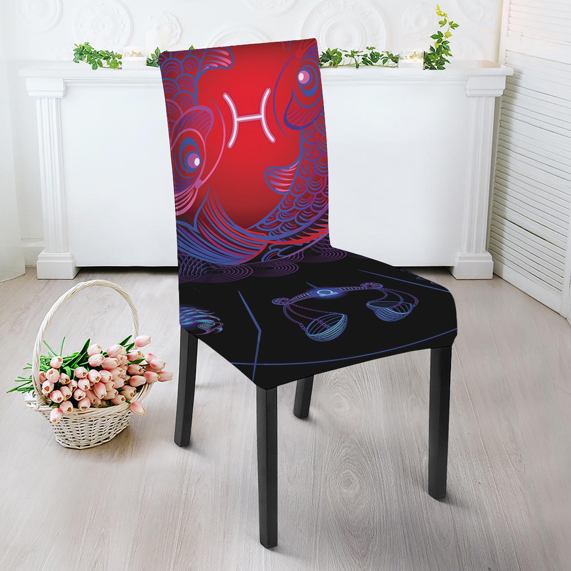 Pisces And Astrological Signs Print Dining Chair Slipcover