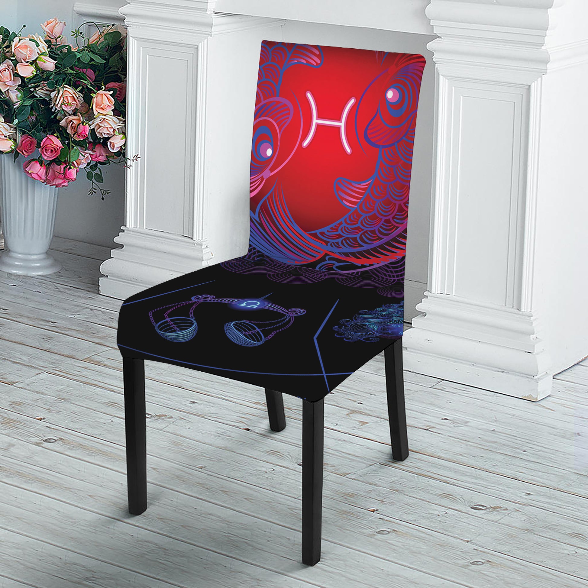 Pisces And Astrological Signs Print Dining Chair Slipcover