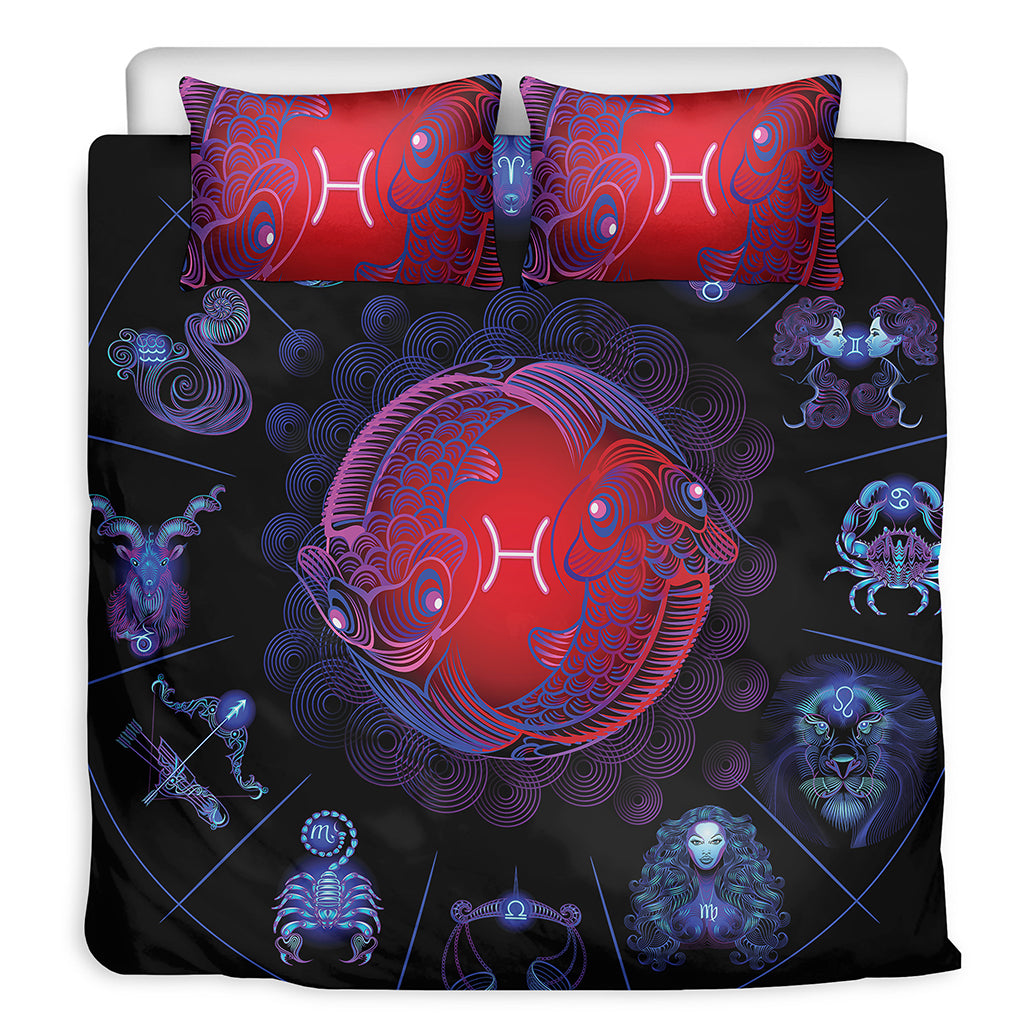 Pisces And Astrological Signs Print Duvet Cover Bedding Set