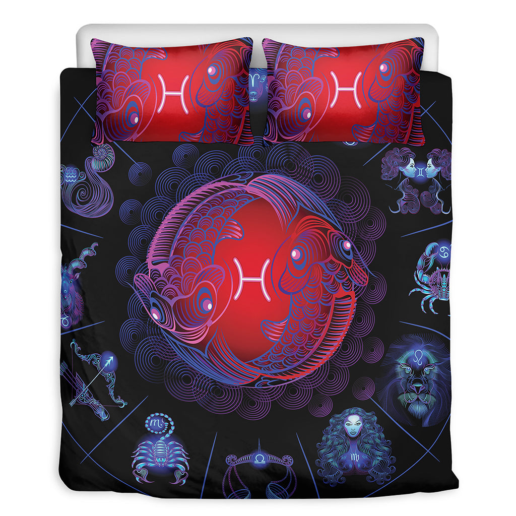 Pisces And Astrological Signs Print Duvet Cover Bedding Set