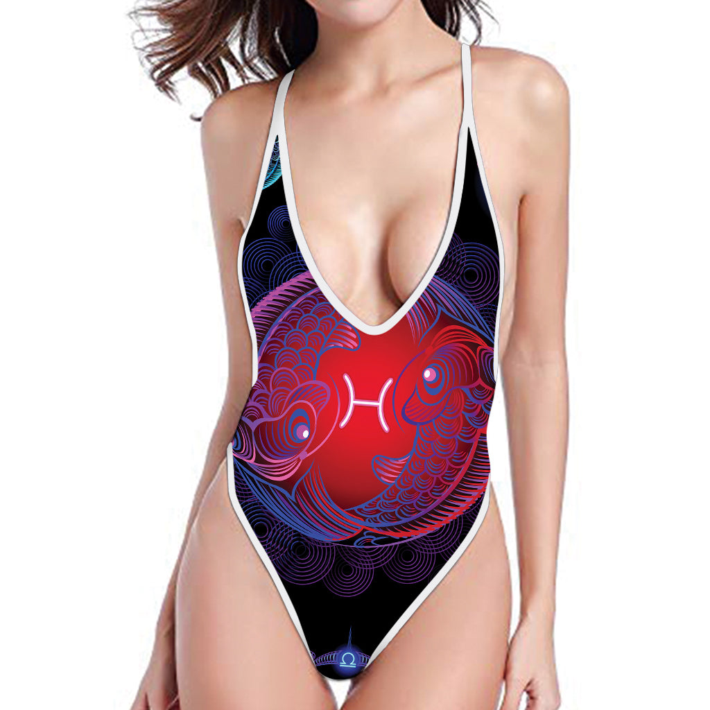 Pisces And Astrological Signs Print High Cut One Piece Swimsuit