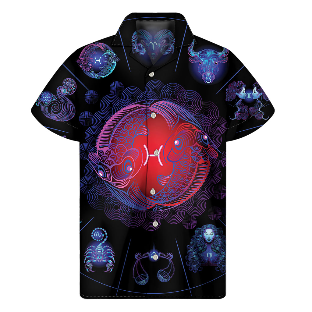 Pisces And Astrological Signs Print Men's Short Sleeve Shirt