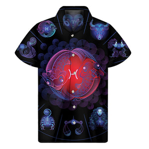 Pisces And Astrological Signs Print Men's Short Sleeve Shirt