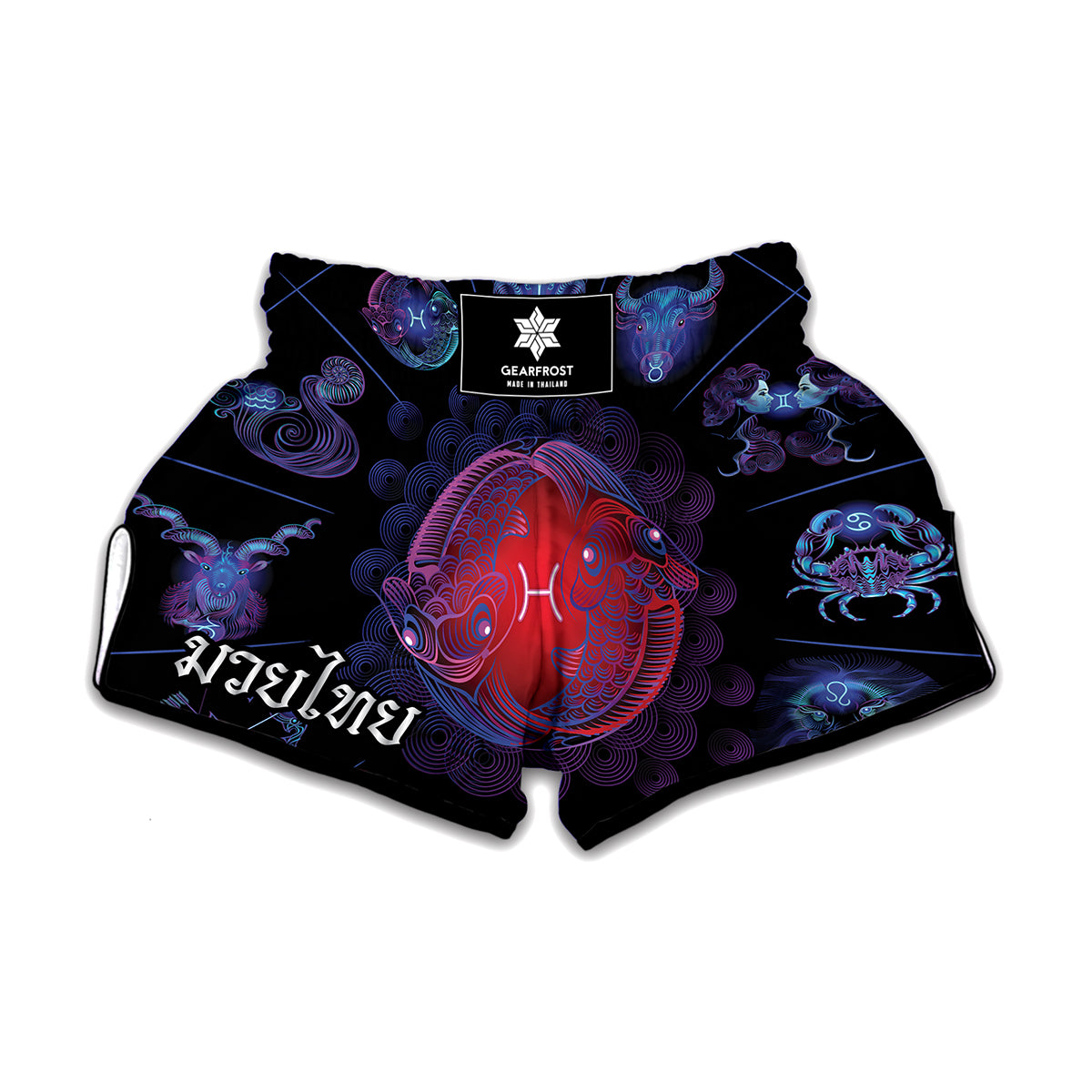 Pisces And Astrological Signs Print Muay Thai Boxing Shorts