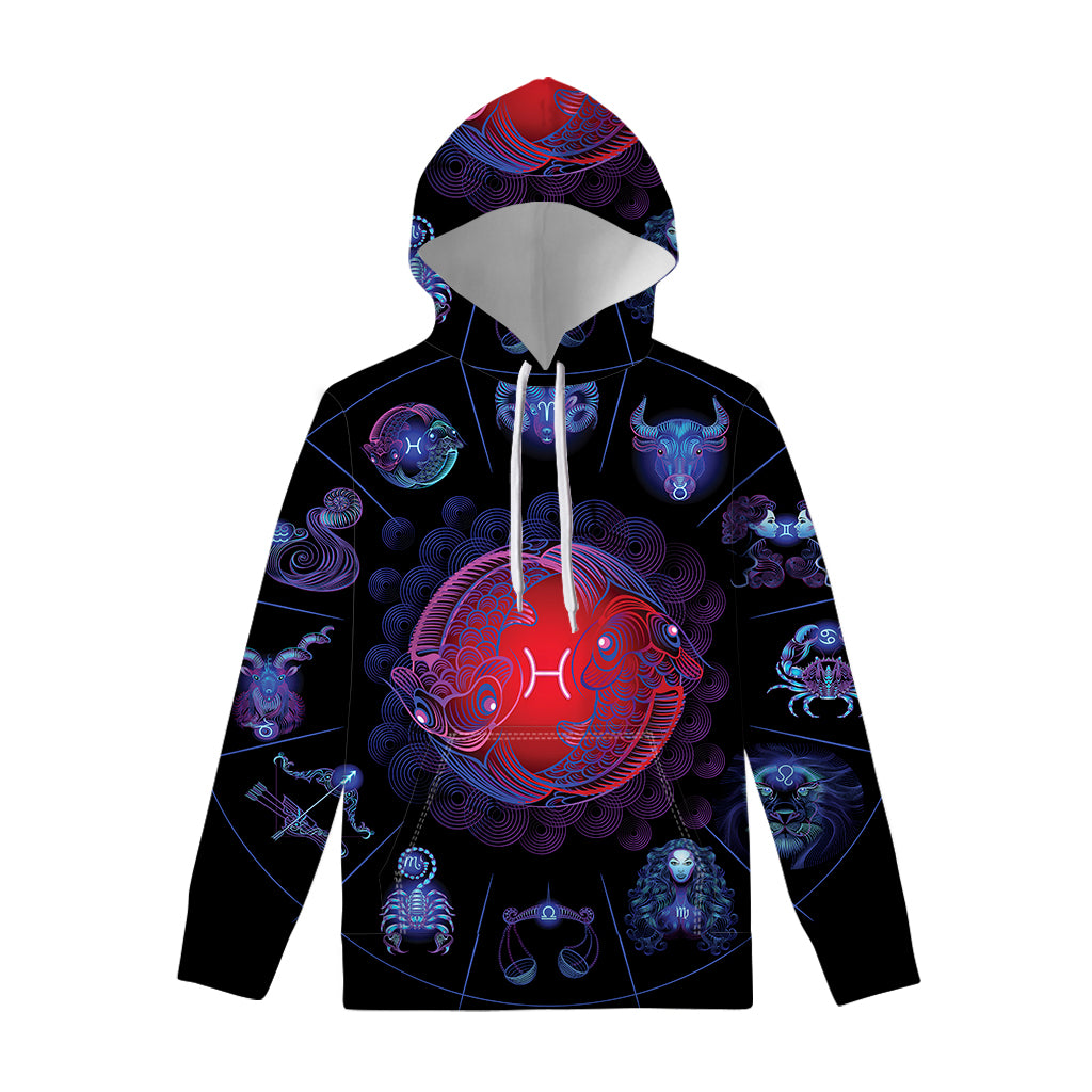 Pisces And Astrological Signs Print Pullover Hoodie