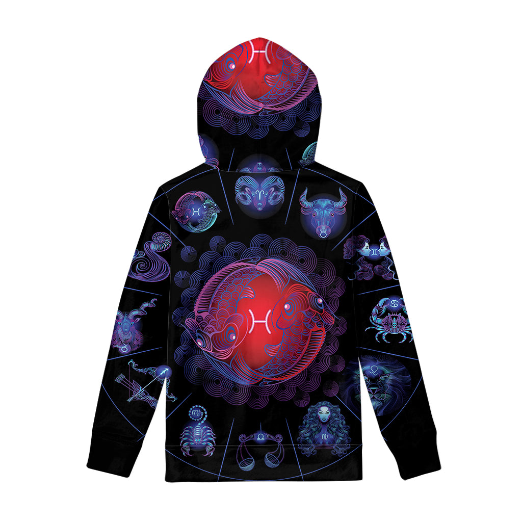 Pisces And Astrological Signs Print Pullover Hoodie