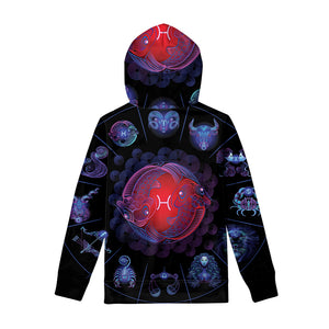 Pisces And Astrological Signs Print Pullover Hoodie