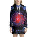 Pisces And Astrological Signs Print Pullover Hoodie Dress