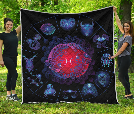 Pisces And Astrological Signs Print Quilt