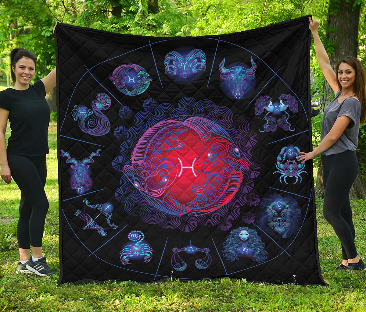 Pisces And Astrological Signs Print Quilt