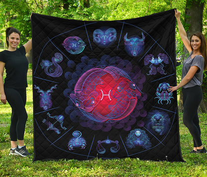 Pisces And Astrological Signs Print Quilt
