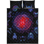Pisces And Astrological Signs Print Quilt Bed Set