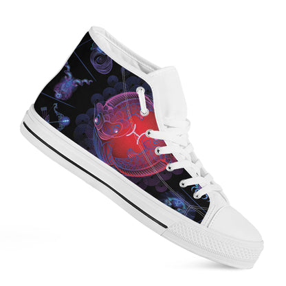 Pisces And Astrological Signs Print White High Top Shoes