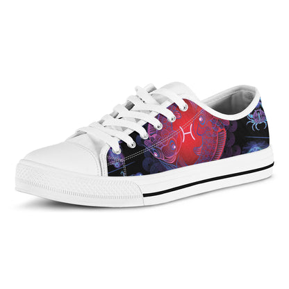 Pisces And Astrological Signs Print White Low Top Shoes