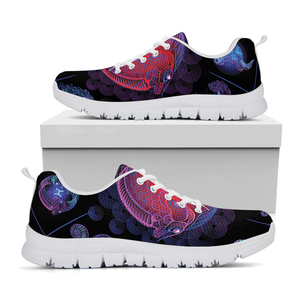 Pisces And Astrological Signs Print White Sneakers