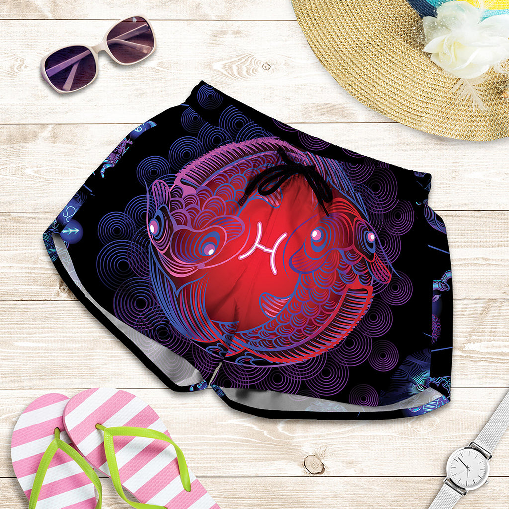 Pisces And Astrological Signs Print Women's Shorts