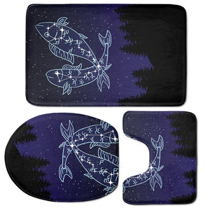 Pisces Constellation Print 3 Piece Bath Mat Set