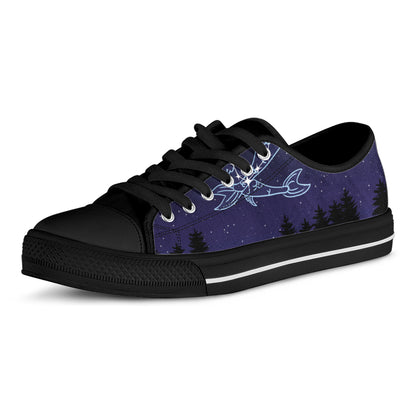 Pisces Constellation Print Black Low Top Shoes 