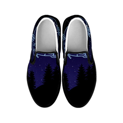 Pisces Constellation Print Black Slip On Shoes