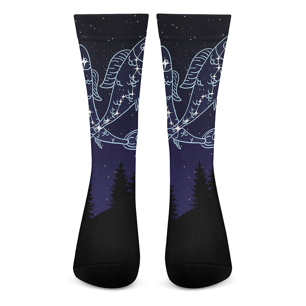 Pisces Constellation Print Crew Socks