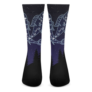 Pisces Constellation Print Crew Socks