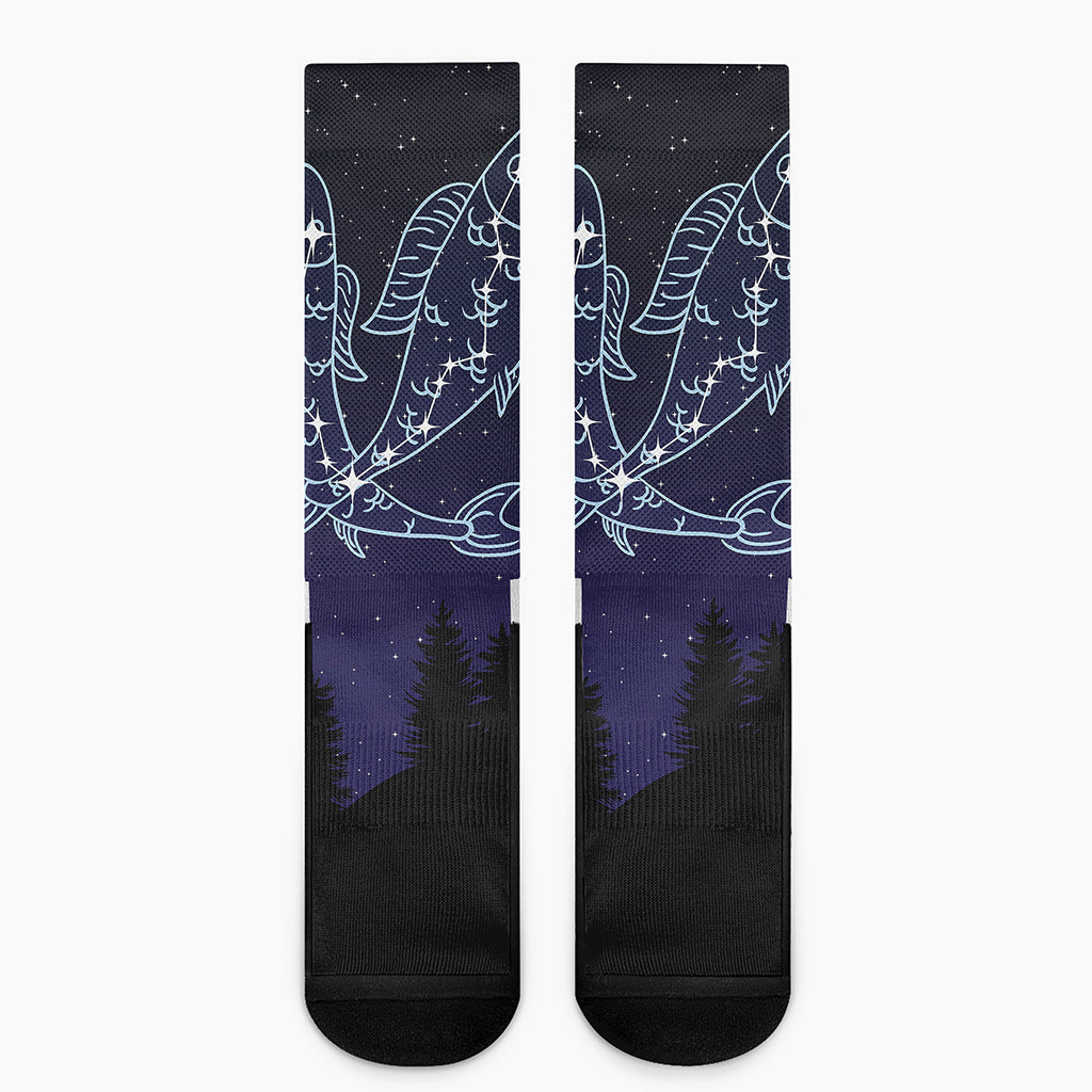 Pisces Constellation Print Crew Socks