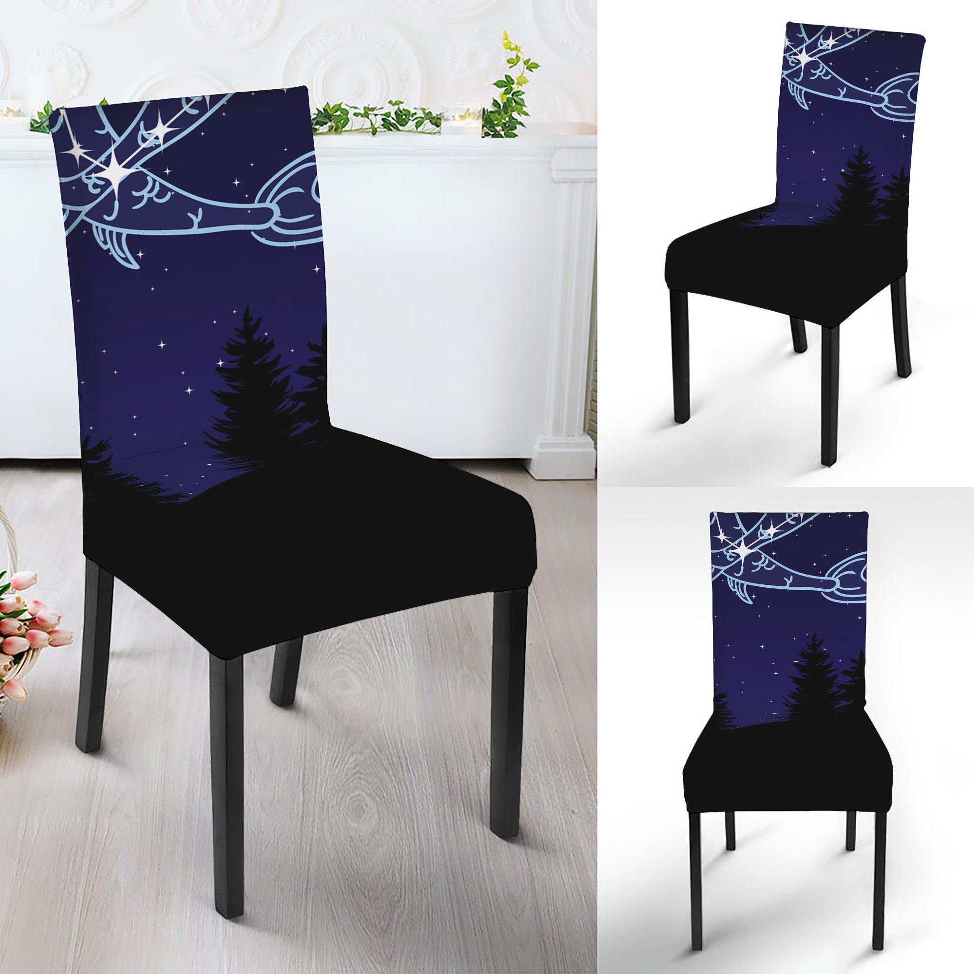 Pisces Constellation Print Dining Chair Slipcover