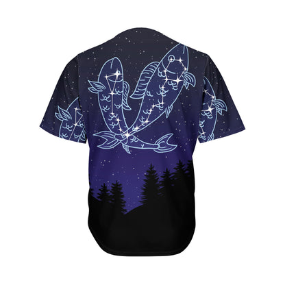 Pisces Constellation Print Men's Baseball Jersey