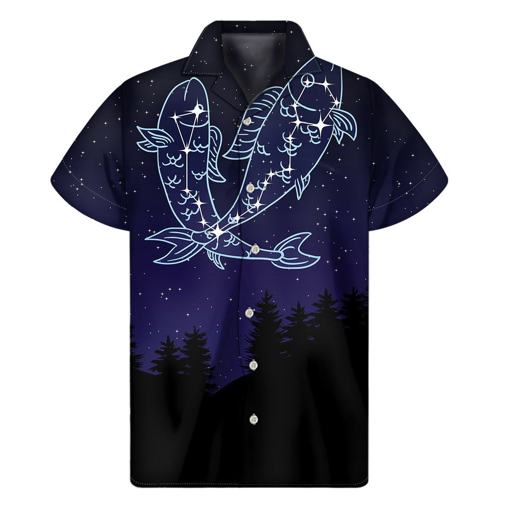 Pisces Constellation Print Men's Short Sleeve Shirt