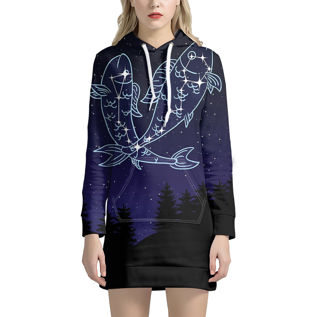 Pisces Constellation Print Pullover Hoodie Dress