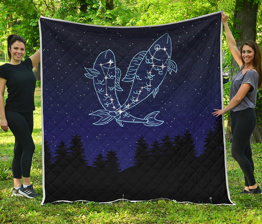 Pisces Constellation Print Quilt
