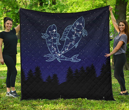 Pisces Constellation Print Quilt