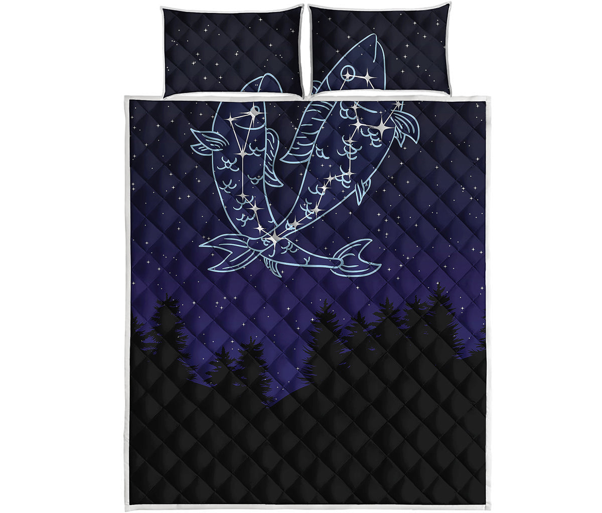 Pisces Constellation Print Quilt Bed Set