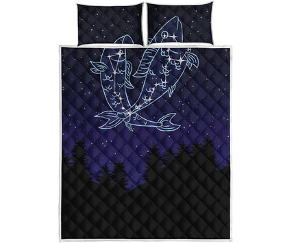 Pisces Constellation Print Quilt Bed Set