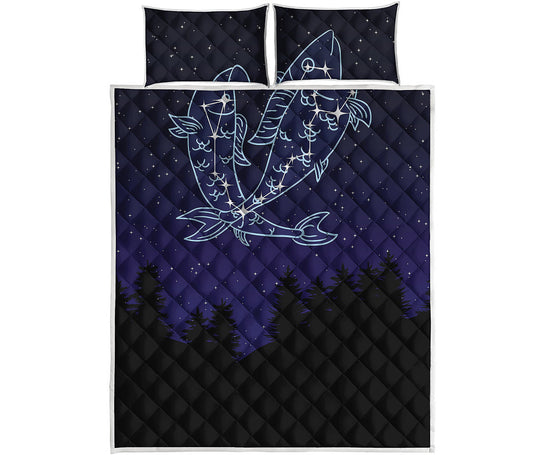 Pisces Constellation Print Quilt Bed Set