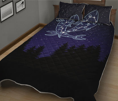 Pisces Constellation Print Quilt Bed Set