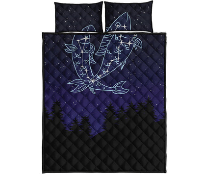 Pisces Constellation Print Quilt Bed Set
