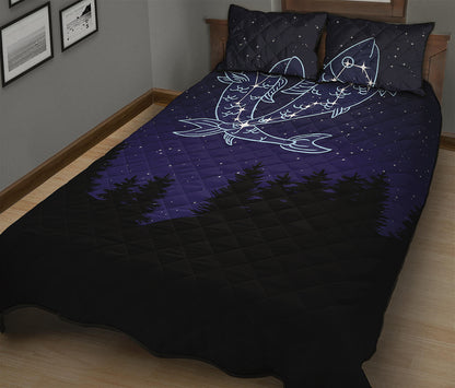 Pisces Constellation Print Quilt Bed Set